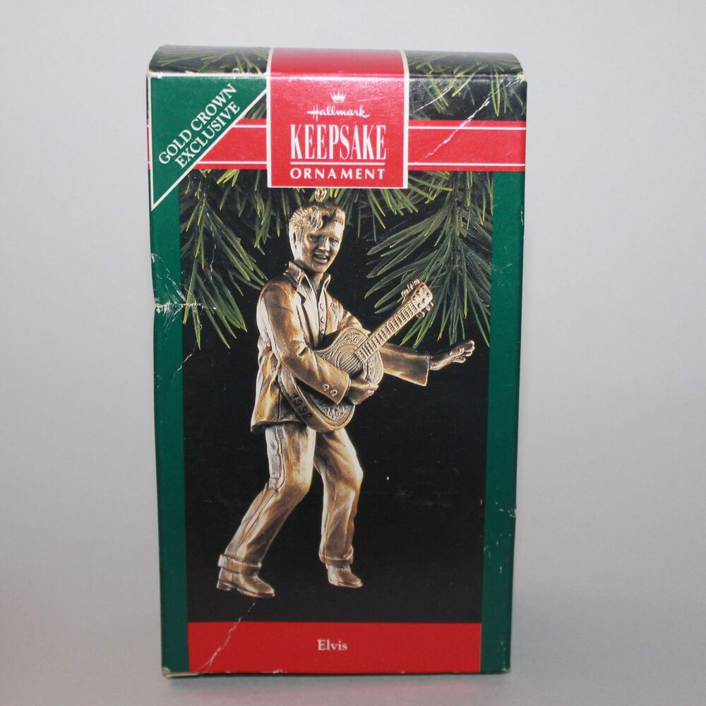 1992 Hallmark Keepsake Gold Crown 5" Elvis Presley Ornament Brass Plated